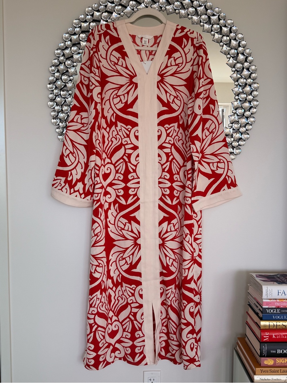 Red & Cream Floral Print Maxi Resort style dress
